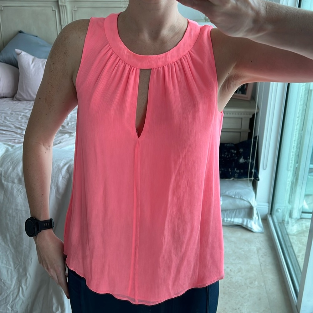 J. Crew size 4 neon orange silk top with lining and cut outs